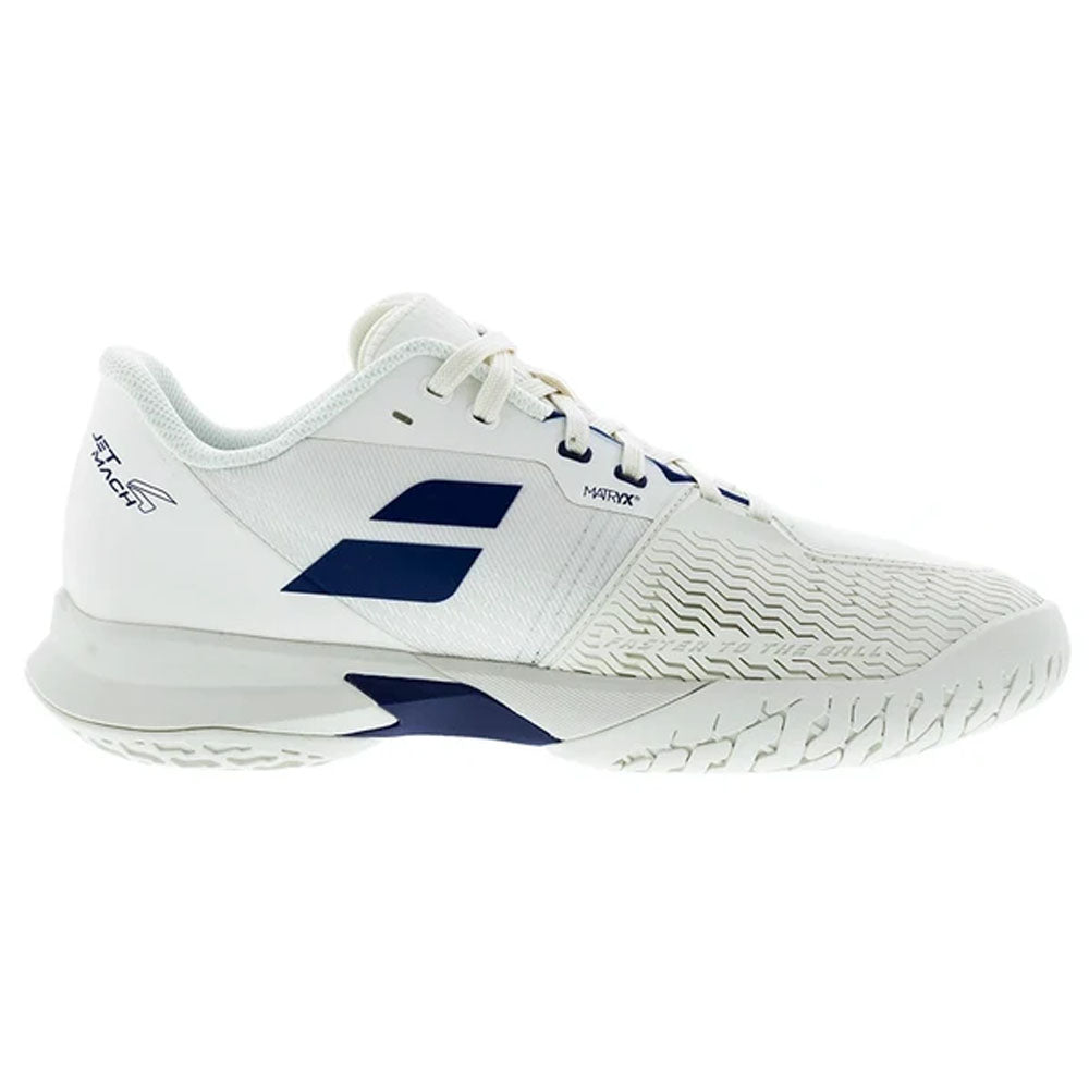 Babolat Men's Jet Mach 4 All Court Tennis Shoes Cream and Dark Blue