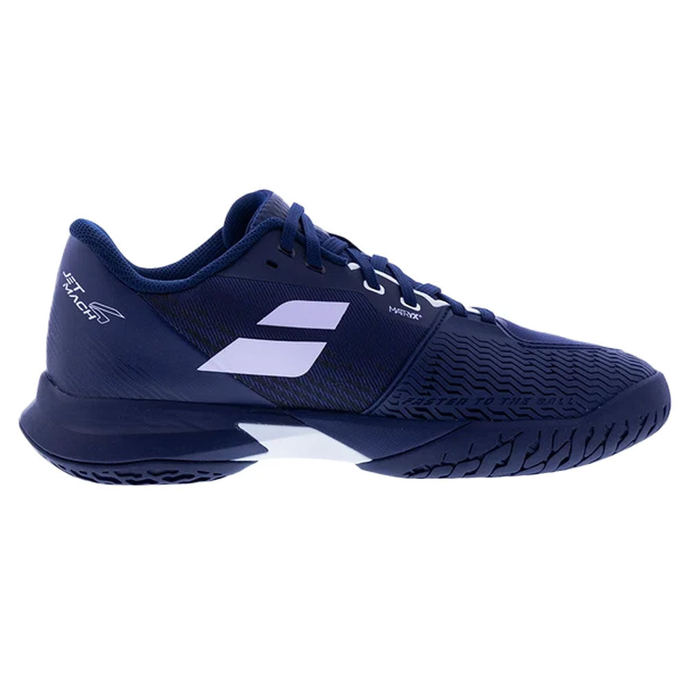 Babolat Men's Jet Mach 4 All Court Tennis Shoes Dark Blue and White