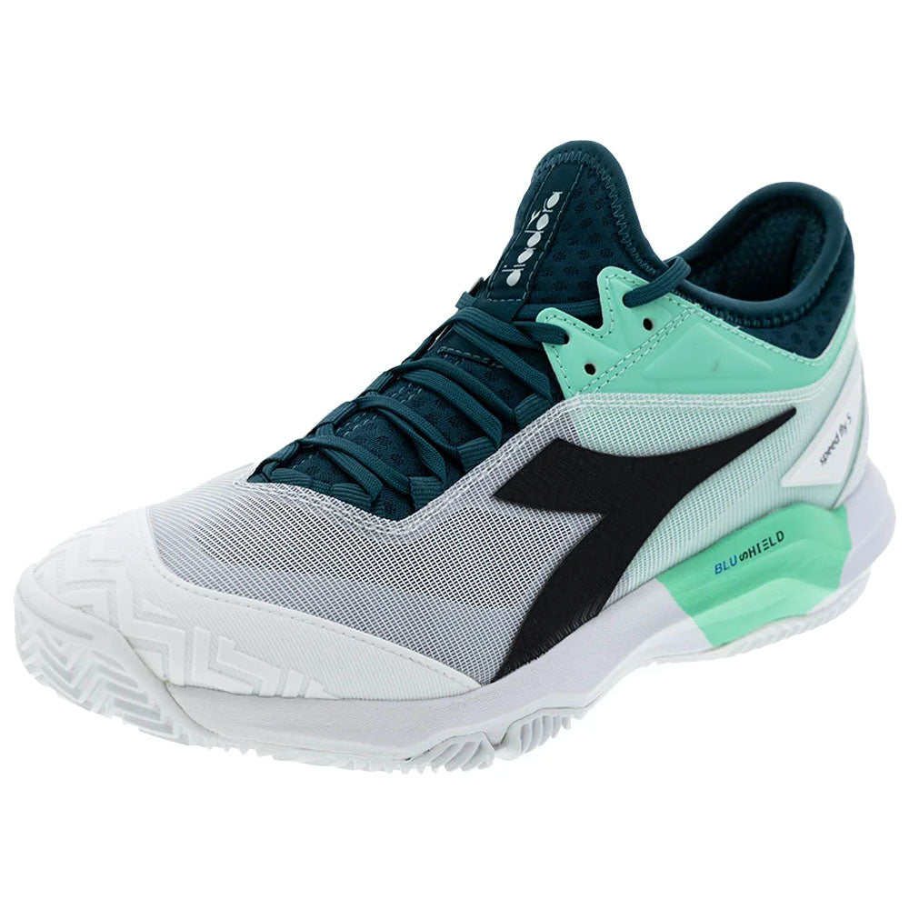 Diadora Men's CLAY Court Speed Blushield Fly 5 Tennis Shoes Shaded Spruce/Black