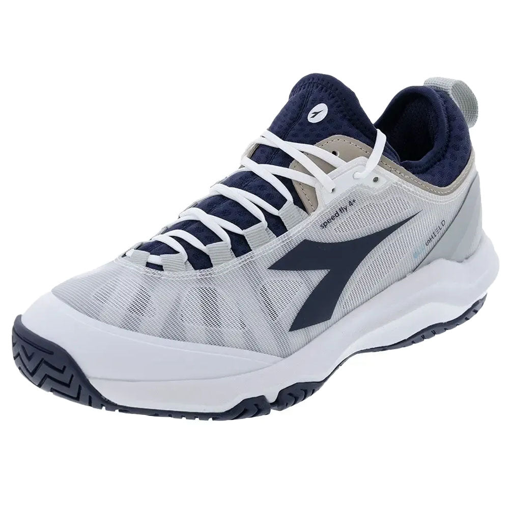 Diadora Men's Speed Blushield Fly 4 Tennis Shoes White/Blue Corsair