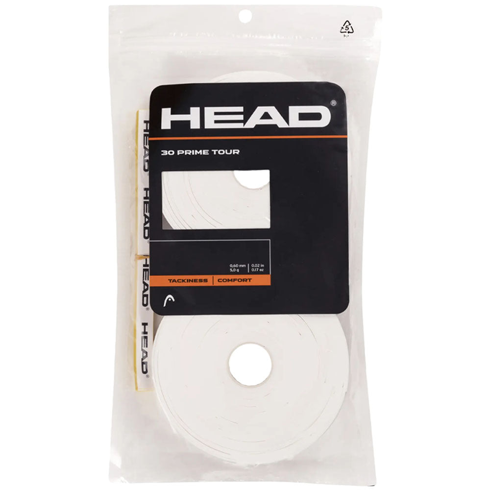 HEAD Prime Tour 30 Tennis Overgrip ,White