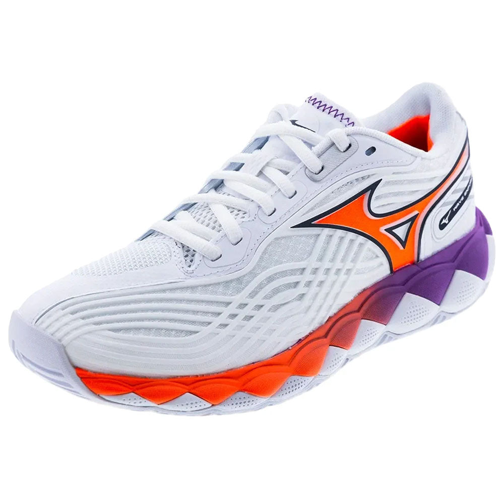Mizuno Women's Wave Enforce Tour 2 AC Tennis Shoes White/Lava Orange