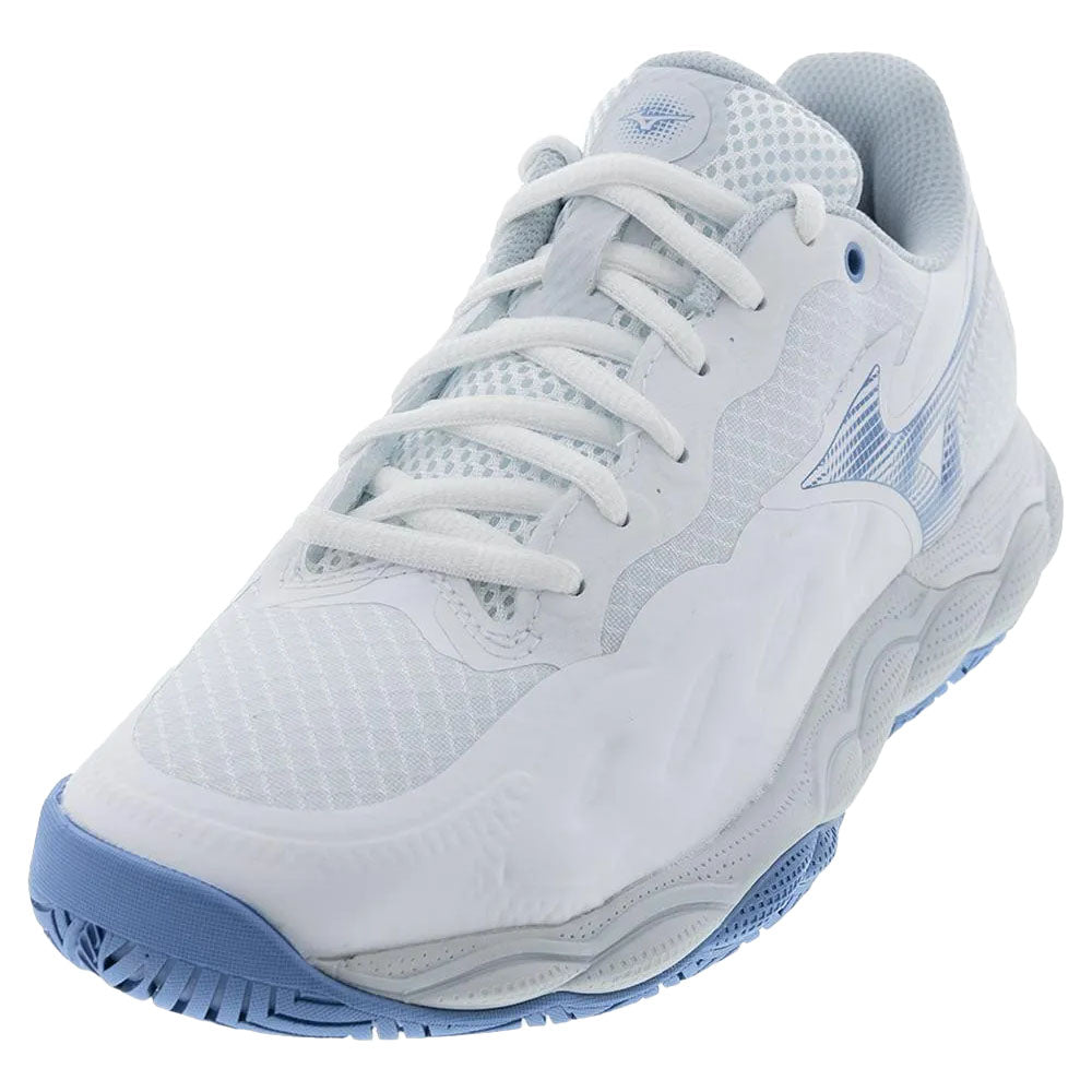 Mizuno Womens Wave Enforce Court AC Tennis Shoes White/Parisian Blue