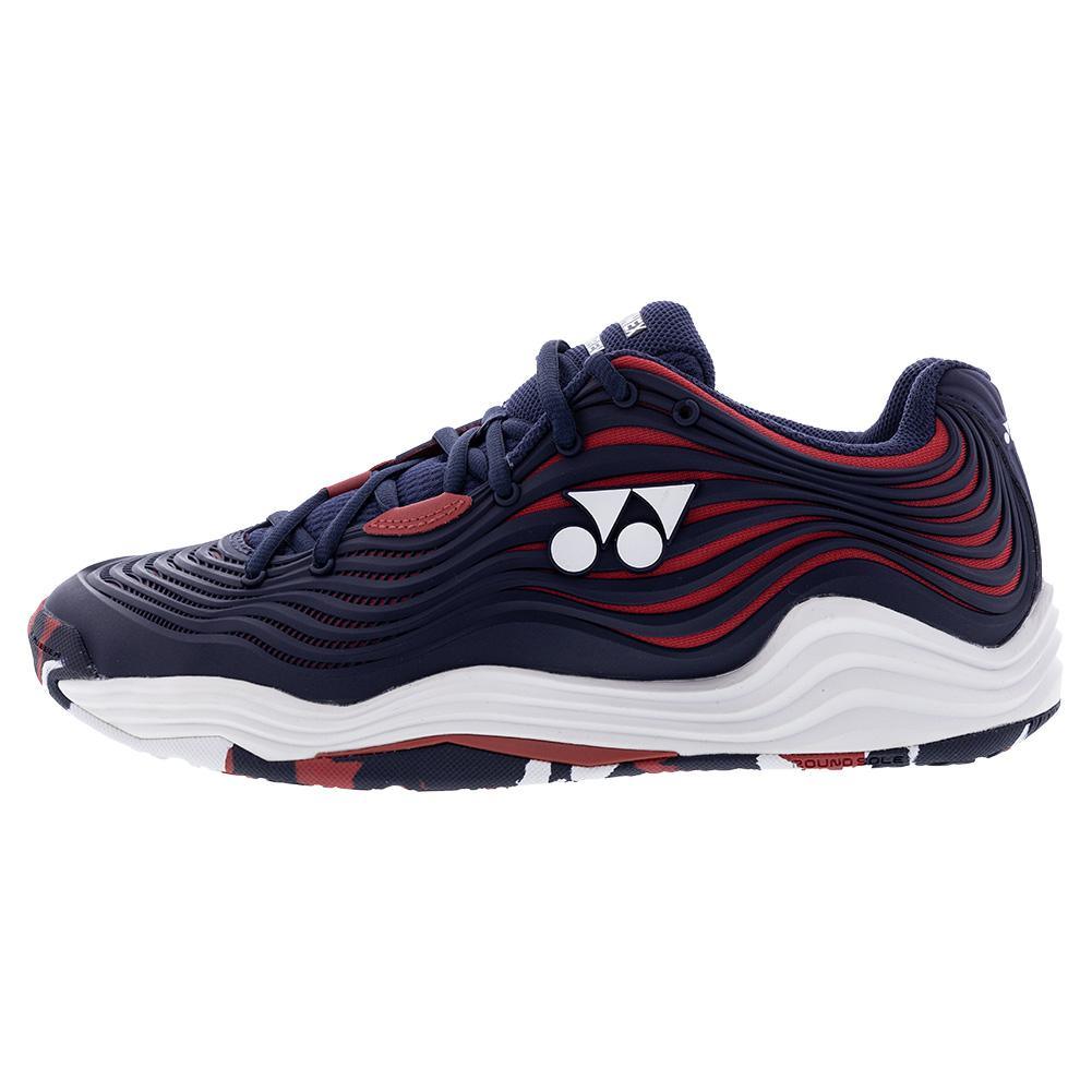Yonex Men`s Power Cushion Fusionrev 5 Tennis Shoes Navy and Red