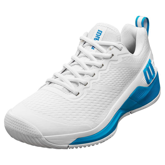 Wilson Men`s Rush Pro 4.5 Oz Tennis Shoes White and Atomic Blue