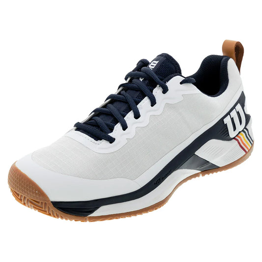 Wilson Men`s Rush Pro 4.5 Clay RG Tennis Shoes White and Navy Blazer