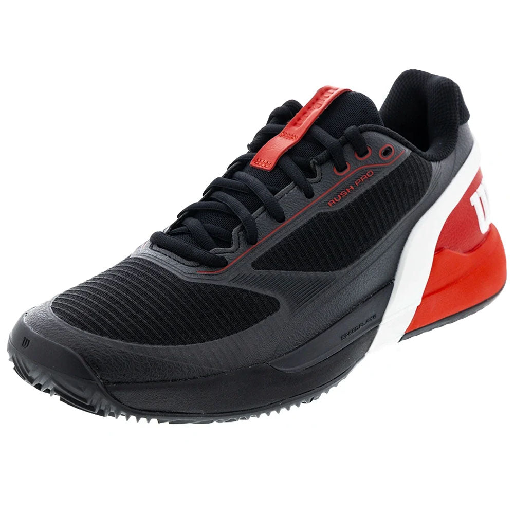 Wilson Men's CLAY Court Rush Pro 5 Tennis Shoes Black/Infrared