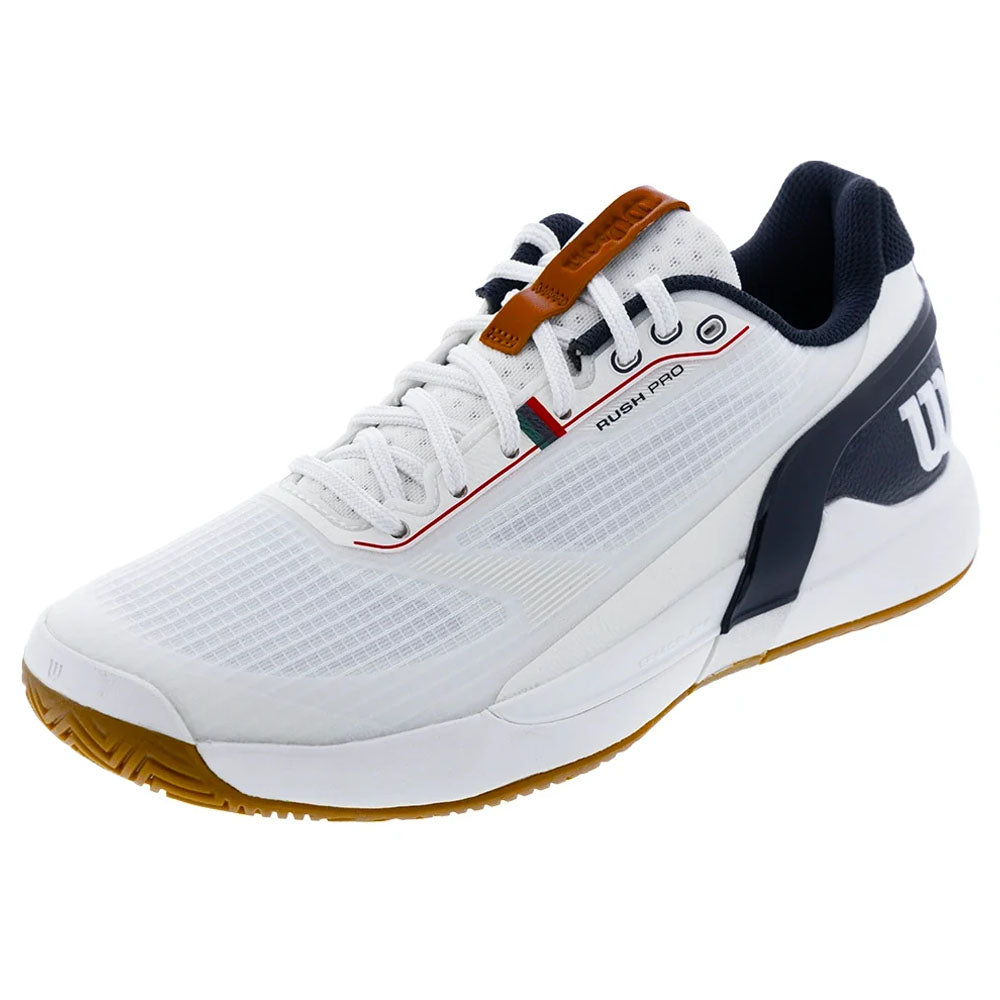 Wilson Men's CLAY Court Rush Pro 5 Tennis Shoes White/ Navy Blazer