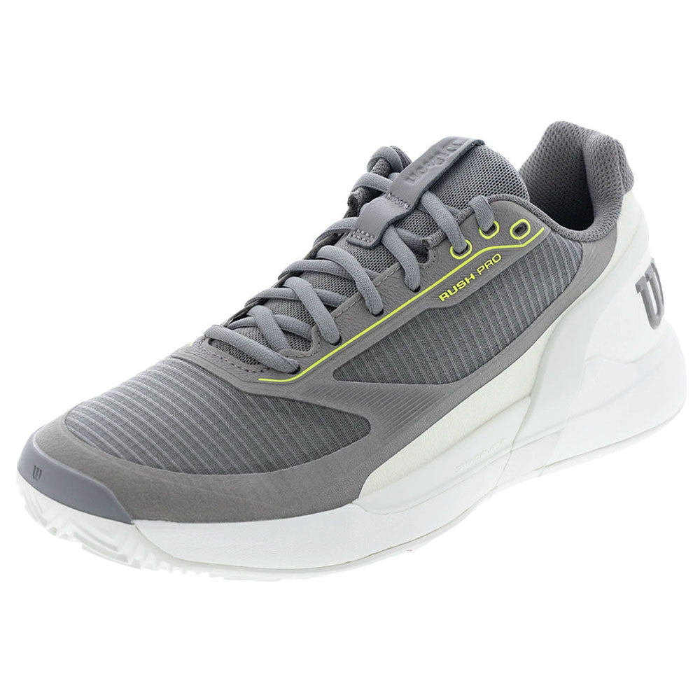 Wilson Men's CLAY Court Rush Pro 5 Tennis Shoes Titanium/Snow White