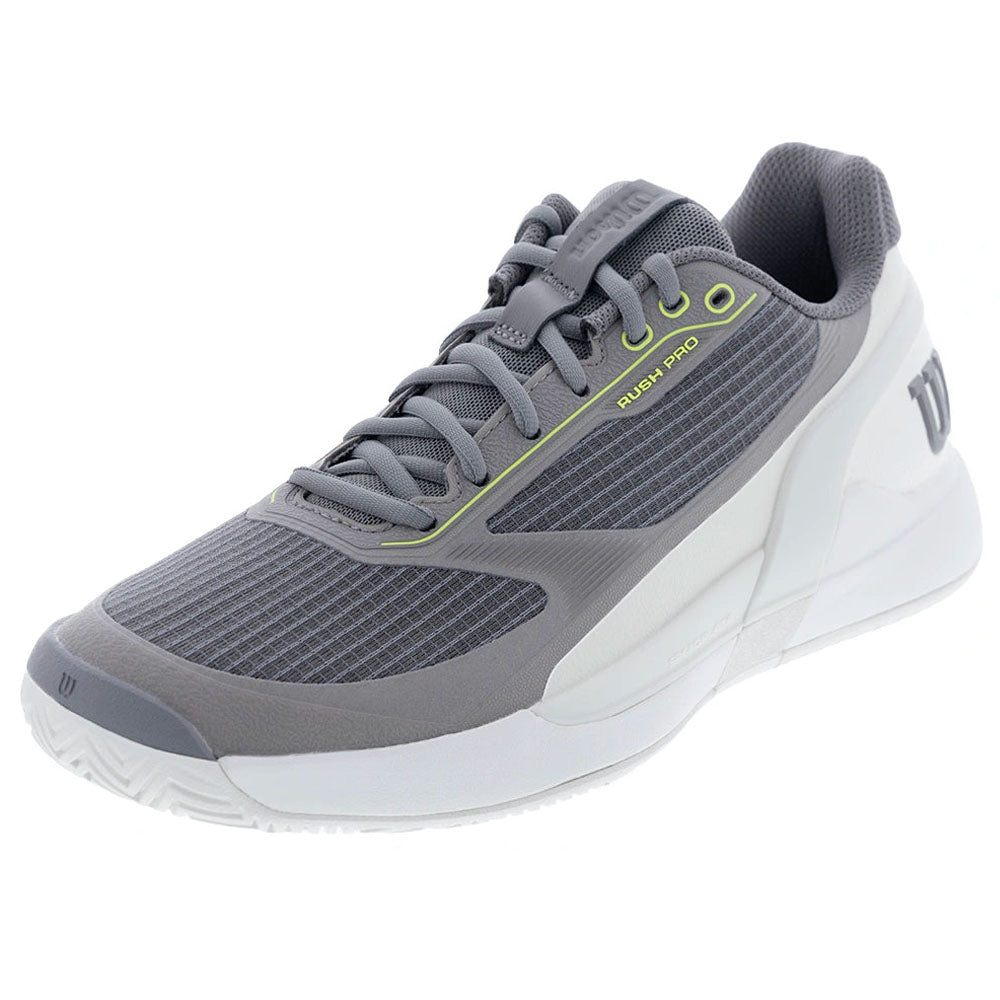 Wilson Men's RUSH PRO 5 Tennis Shoes Titanium/Snow White