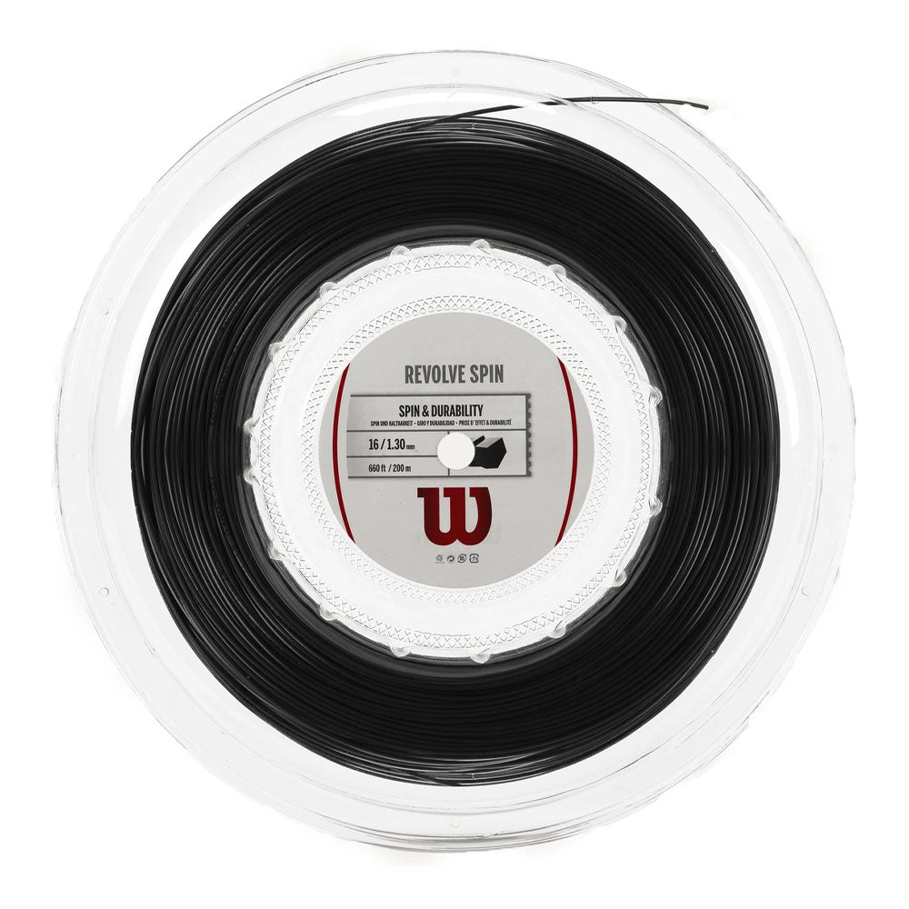 Wilson Revolve Spin 16G Tennis String - 200m Reel - Black