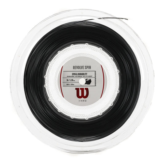 Wilson Revolve Spin 16G Tennis String - 200m Reel - Black