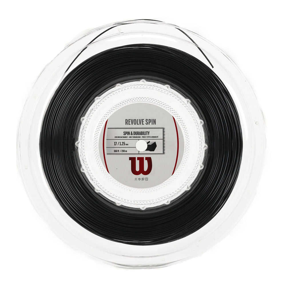 Wilson Revolve Spin 17G Tennis String - 200m Reel - Black