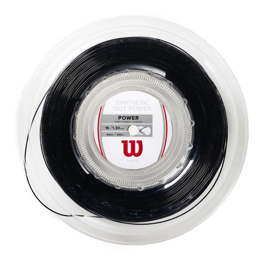 Wilson Synthetic Gut Power 16G Tennis String - 200m Reel - Black