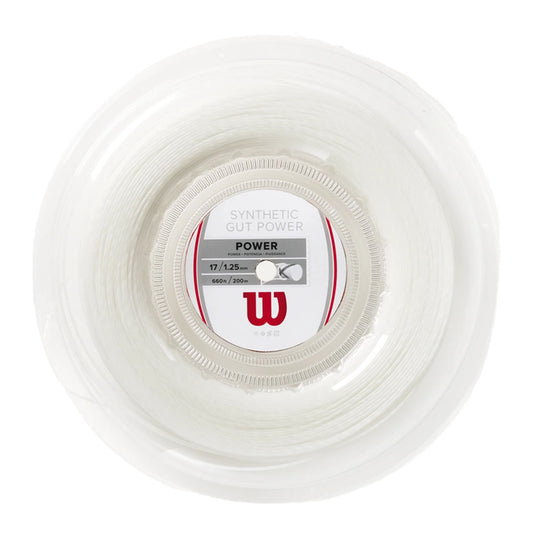 Wilson Synthetic Gut Power 17G Tennis String - 200m Reel - White