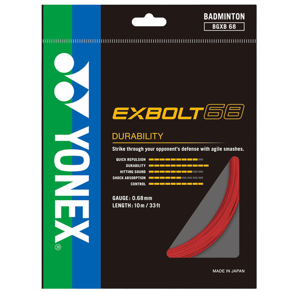 Yonex Exbolt 68 Badminton String (10MM) , Flash Red