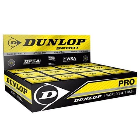 Dunlop Double Yellow Dot Official Squash Balls Pack of 12 Balls