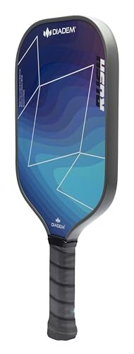 Diadem Rush Pickleball Paddle | USAPA Approved | Lightweight Fiberglass 16mm Paddle with Fiberglass Surface for Spin & Control | Ocean Blue