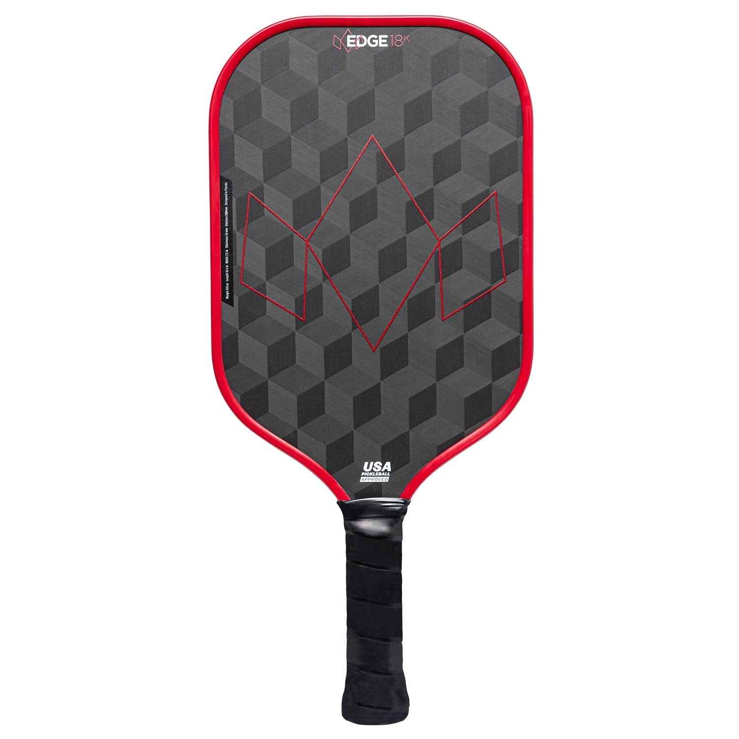 Diadem Edge 18K Pickleball Paddle USAPA Approved | 18K Carbon Fiber Face for Spin & Control | 16mm Control Paddle, Red