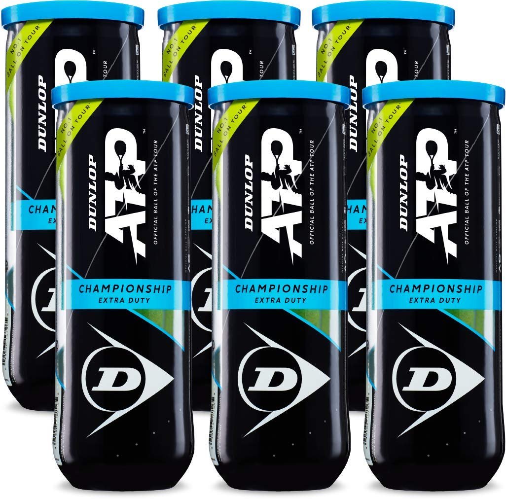 Dunlop Sports ATP Championship Extra Duty Tennis Balls, 4 x 3-Ball cans(12 Balls Total)