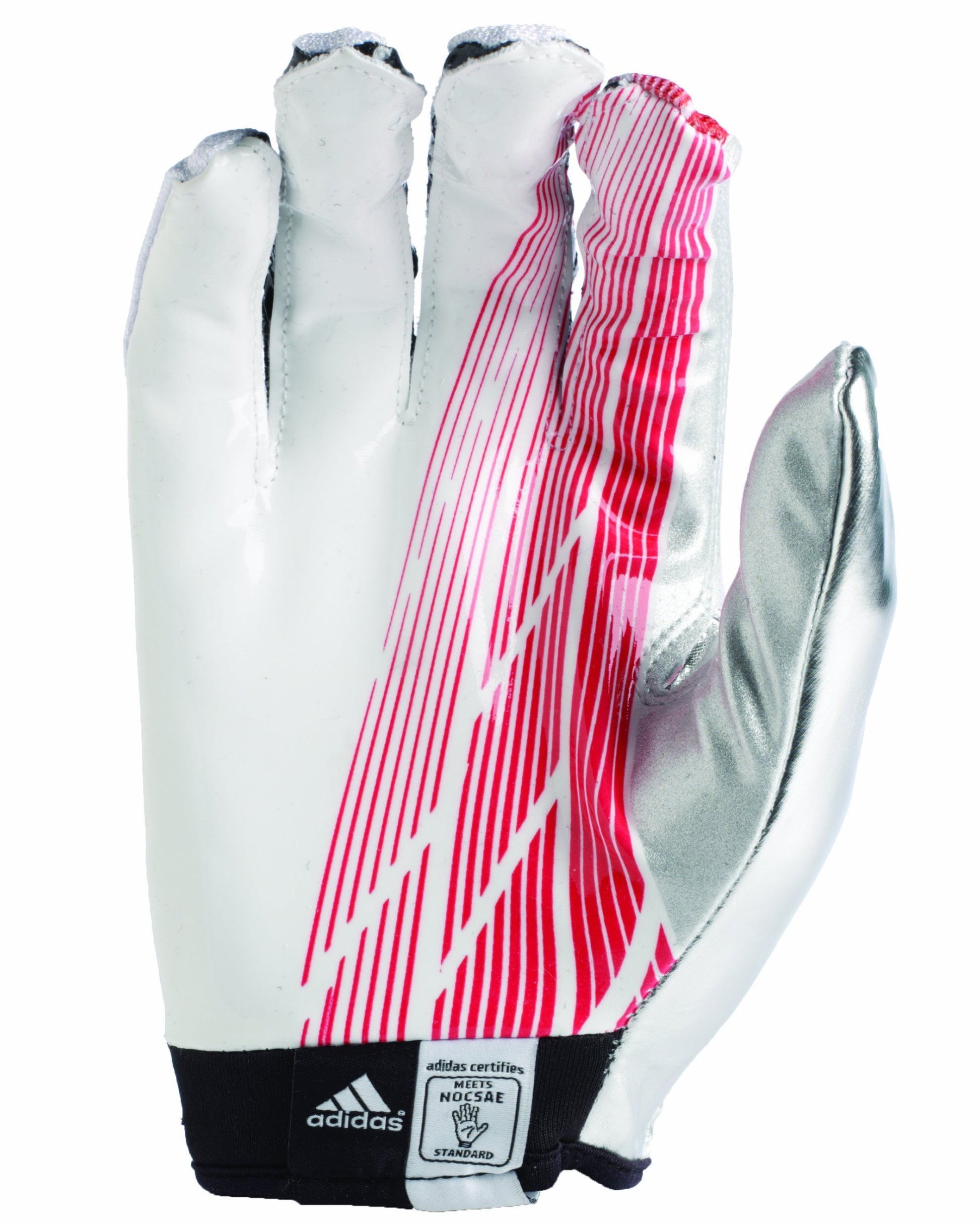 Adidas Adizero 5-Star Football Receiver Gloves, 2X-Large, White/Red/Silver