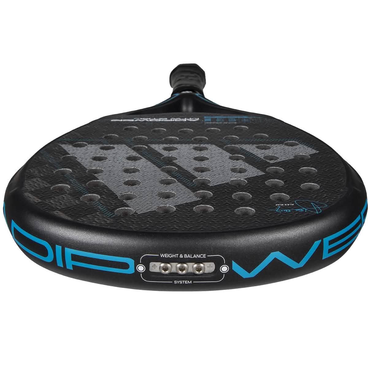 adidas Adipower Multiweight Ctrl 3.4 Racket Álex Ruiz - Black Blue, Round Shape, EVA High Memory Foam, Carbon 18K