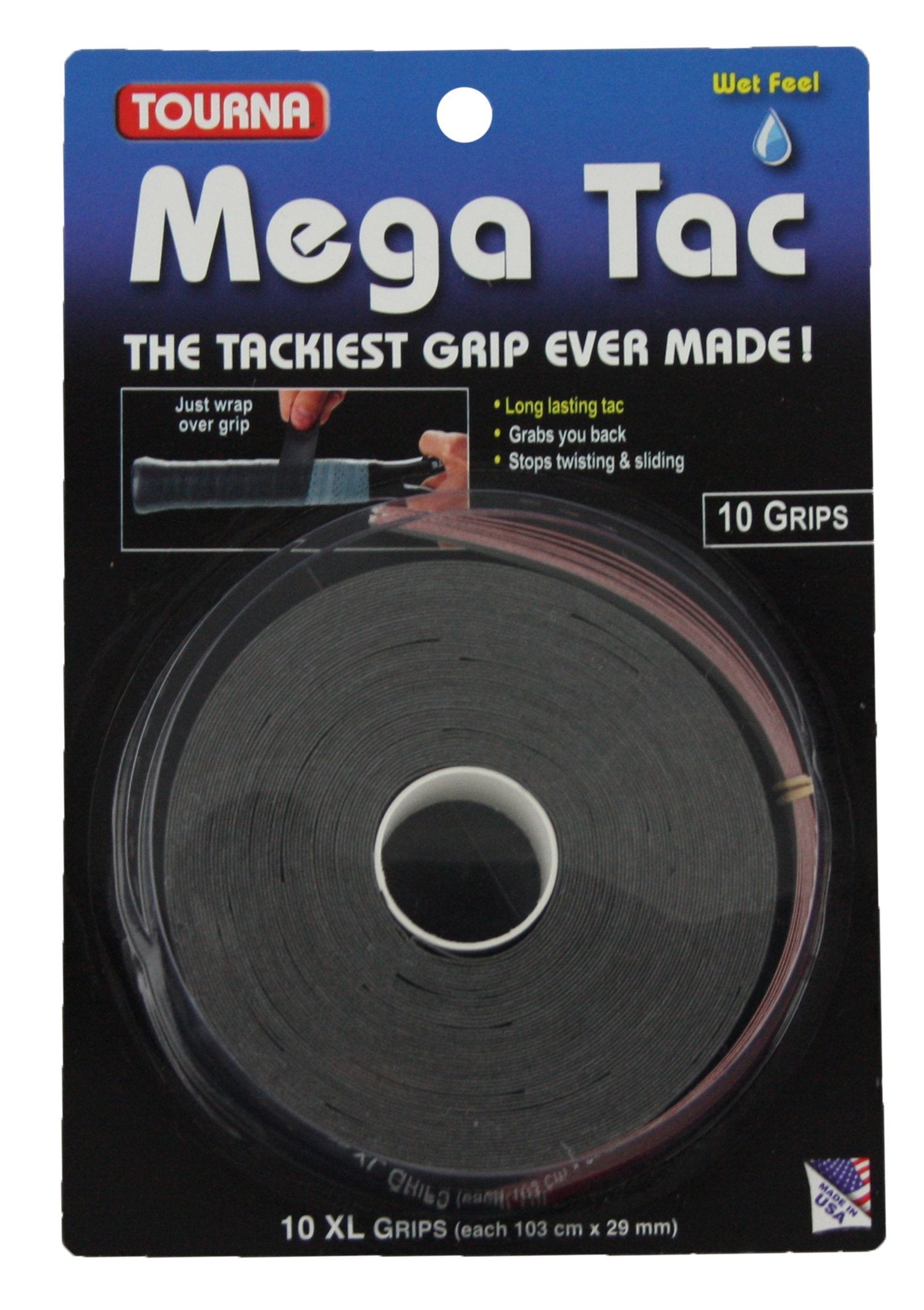 Tourna Mega Tac Extra Tacky Overgrip, 10-Pack