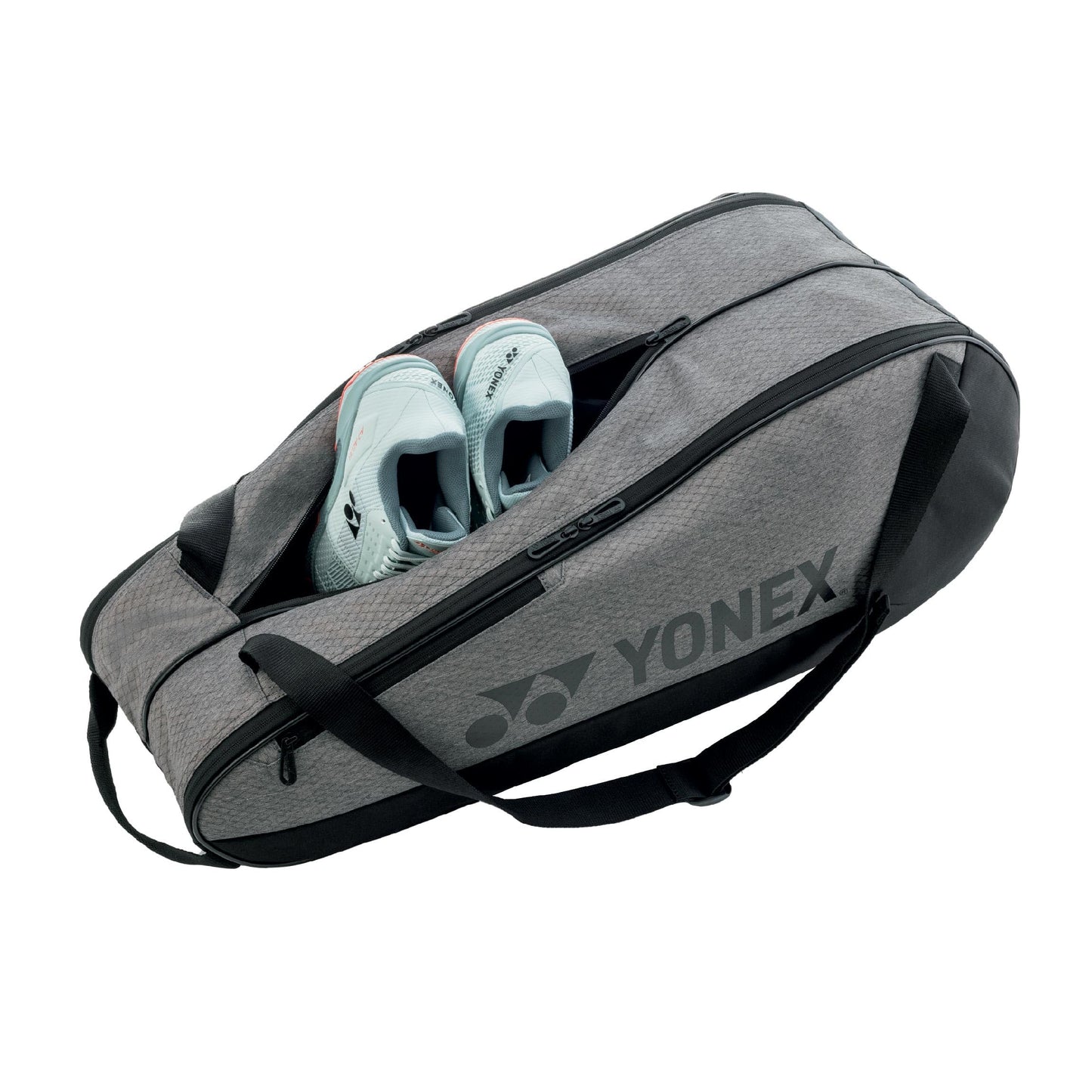 YONEX Team Racquet Bag with YKK Zippers & Multiple Storage Compartments - Durable Lightweight Tennis Bag for Up to 6 Racquets, Gray/Black
