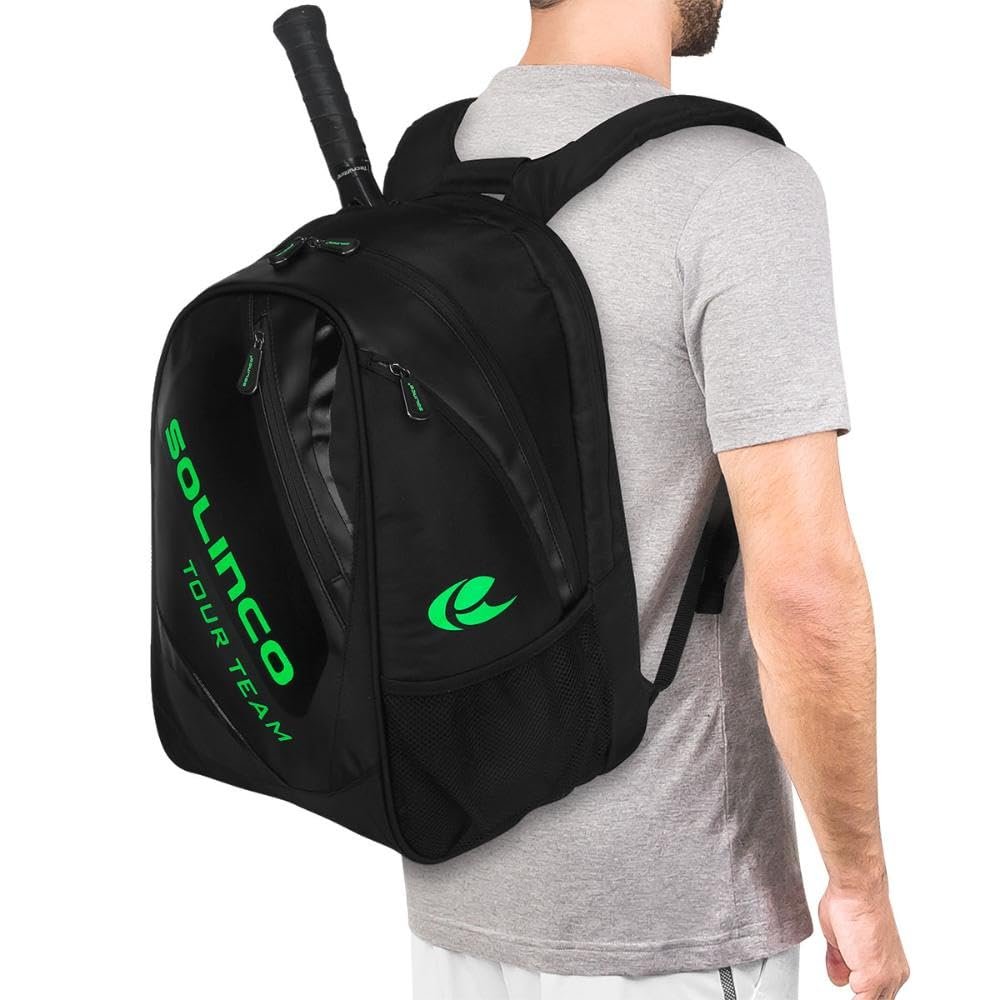 Solinco Tour Team Tennis Backpack Black and Neon Green (OS)