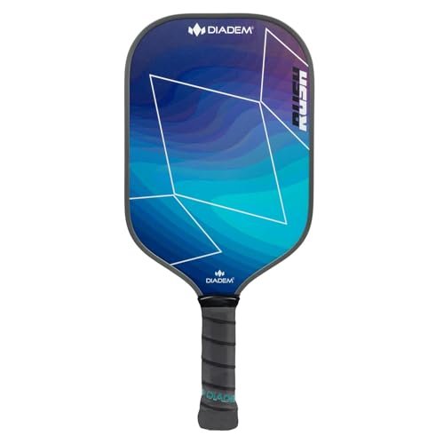 Diadem Rush Pickleball Paddle | USAPA Approved | Lightweight Fiberglass 16mm Paddle with Fiberglass Surface for Spin & Control | Ocean Blue
