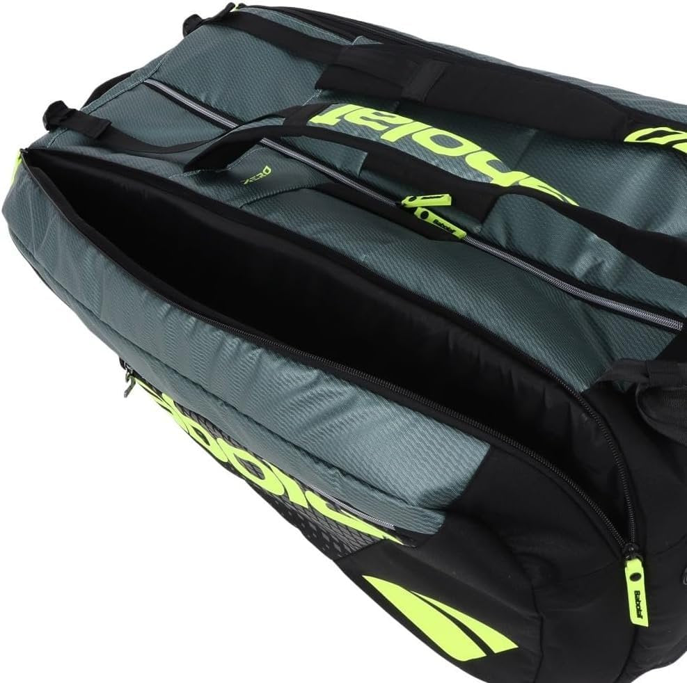 Babolat Pure Aero RH x12 Tennis Bag (Metallic Grey/Black/Fluo Yellow)