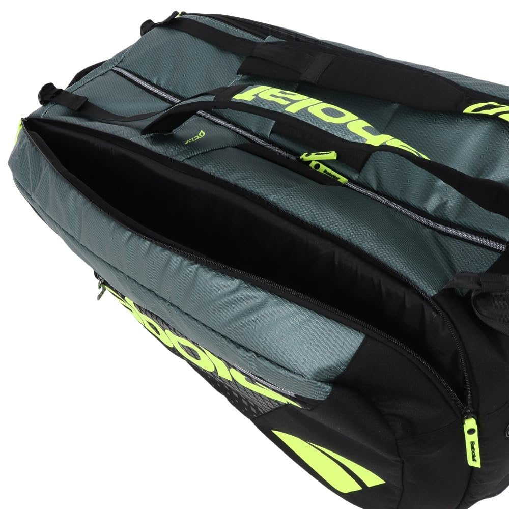 Babolat Pure Aero RH x12 Tennis Bag (Metallic Grey/Black/Fluo Yellow)