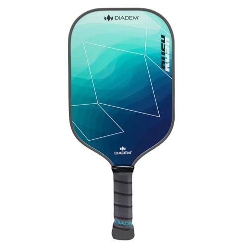 Diadem Rush Pickleball Paddle | USAPA Approved | Lightweight Fiberglass 16mm Paddle with Fiberglass Surface for Spin & Control | Marine Teal