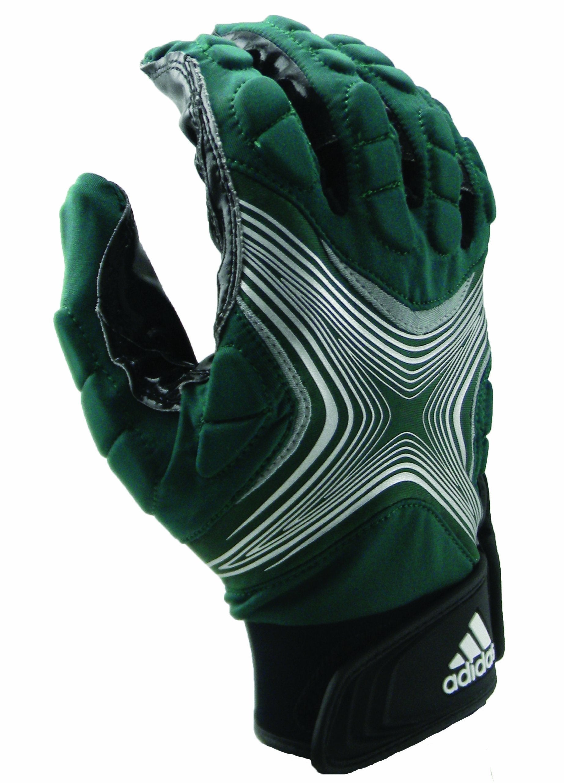 adidas Powerweb 2.0 Football Receiver Gloves, Small, Forest/Silver