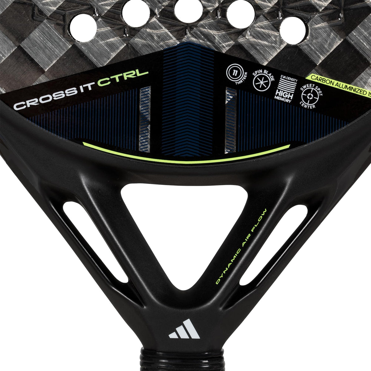 adidas Cross IT CTRL 3.4 Racket - Black Grey, Round Shape, EVA High Memory Foam, aluminized Carbon 15K