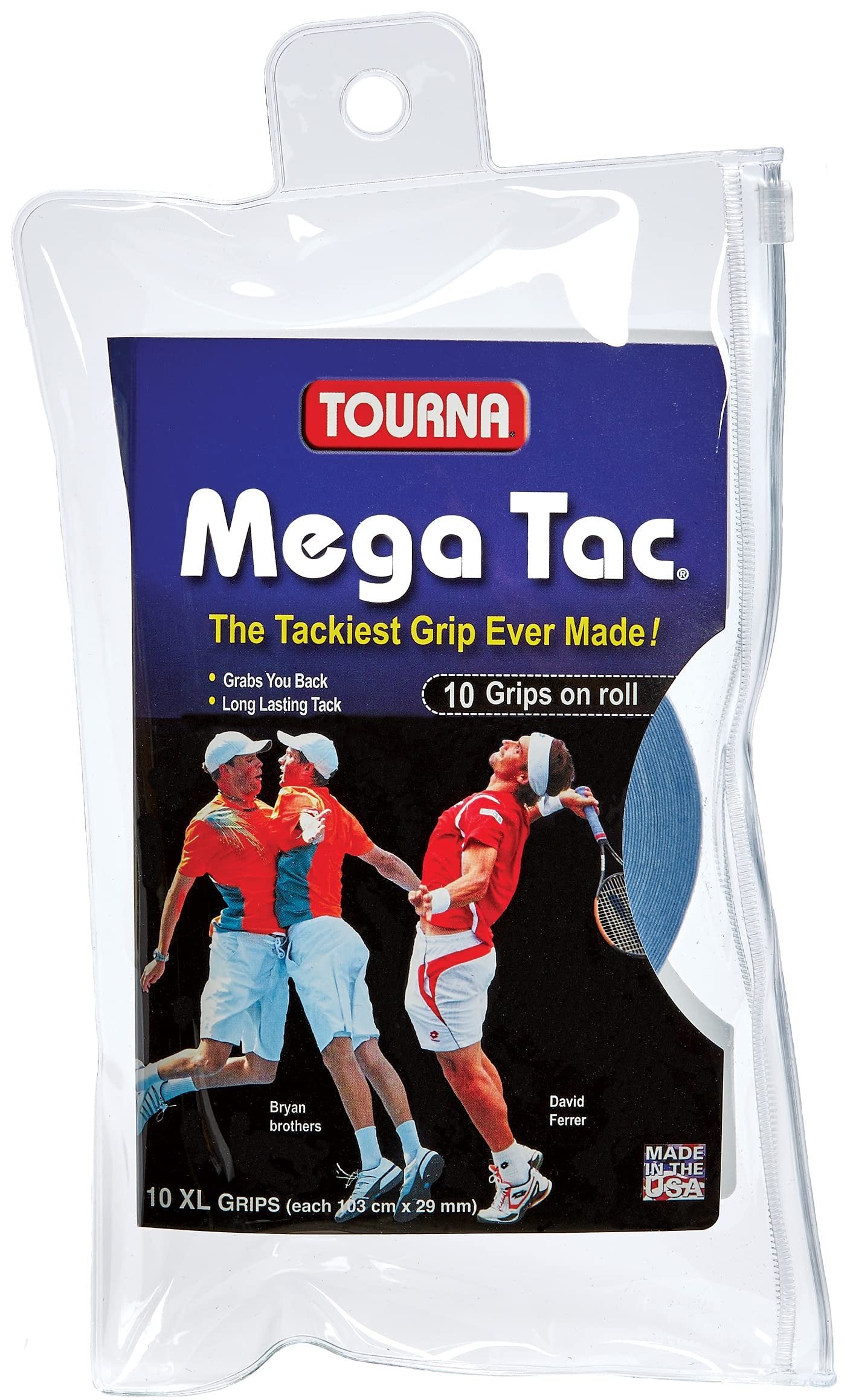 Tourna Mega Tac Extra Tacky Overgrip, 10-Pack