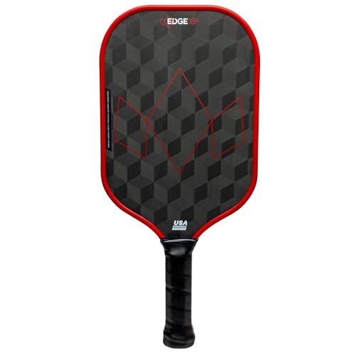 Diadem Edge 18K Power Pickleball Paddle USAPA Approved | 18K Carbon Fiber Face for Spin & Control | 16mm Control Paddle (Red)