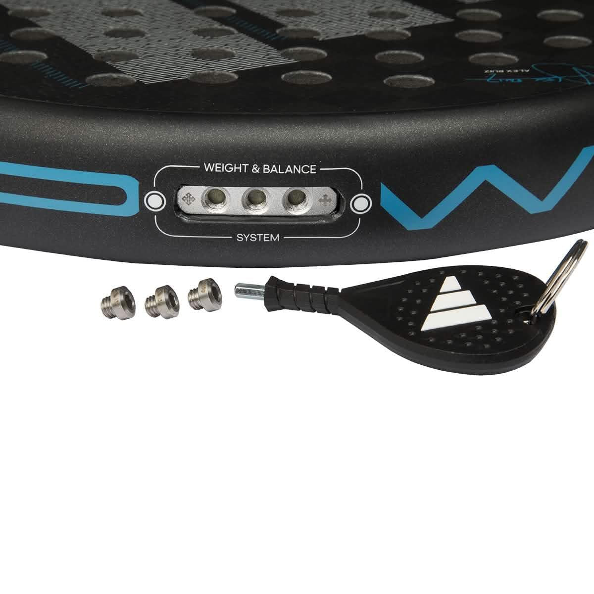 adidas Adipower Multiweight Ctrl 3.4 Racket Álex Ruiz - Black Blue, Round Shape, EVA High Memory Foam, Carbon 18K