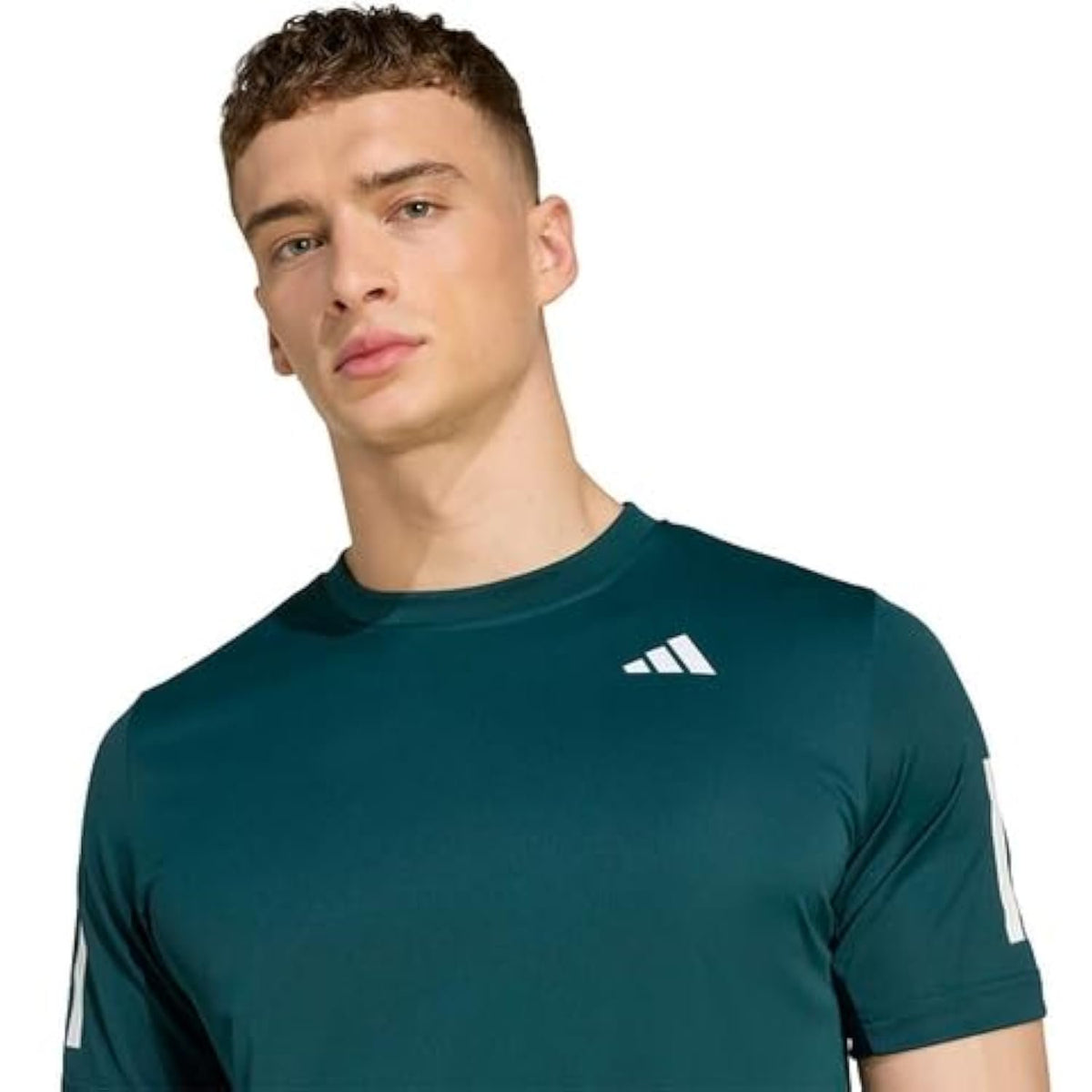 adidas Men's Club 3-Stripe Tennis Tee - Aurora Ivy (Medium)