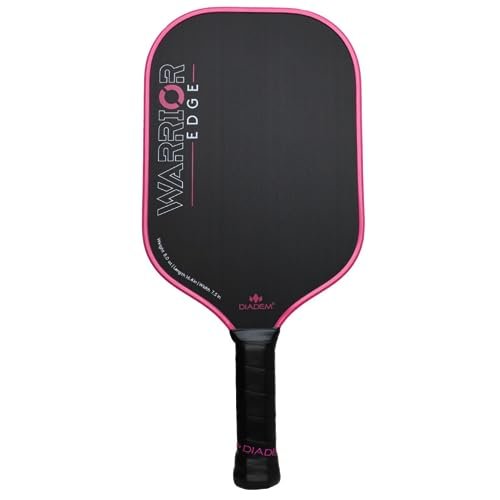 Diadem Warrior Edge Pickleball Paddle | Etched Carbon Face for Max Spin, 16mm Aero Guard, Comfort Max Grip, 16mm Honeycomb Core, Midweight 8oz | Indoor/Outdoor | USAPA Approved, Pink