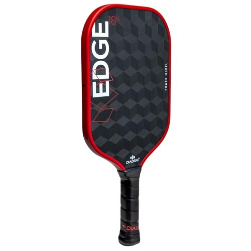 Diadem Edge 18K Power Pickleball Paddle USAPA Approved | 18K Carbon Fiber Face for Spin & Control | 16mm Control Paddle (Red)