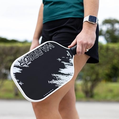 Diadem Warrior V2 Pickleball Paddle – Liquid Carbon Fiber Edgeless Design, Etched Face for Lasting Spin, 19MM Thick, 3 Layer Construction (White)