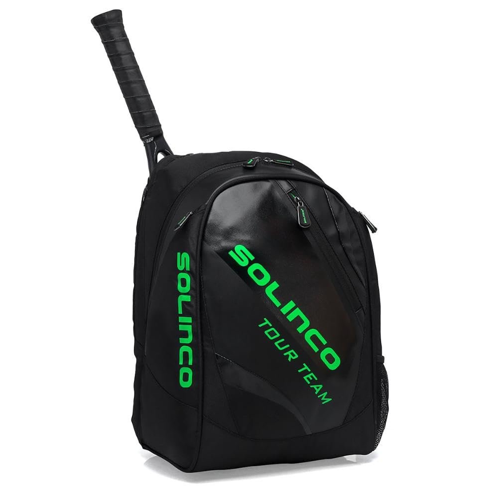 Solinco Tour Team Tennis Backpack Black and Neon Green (OS)