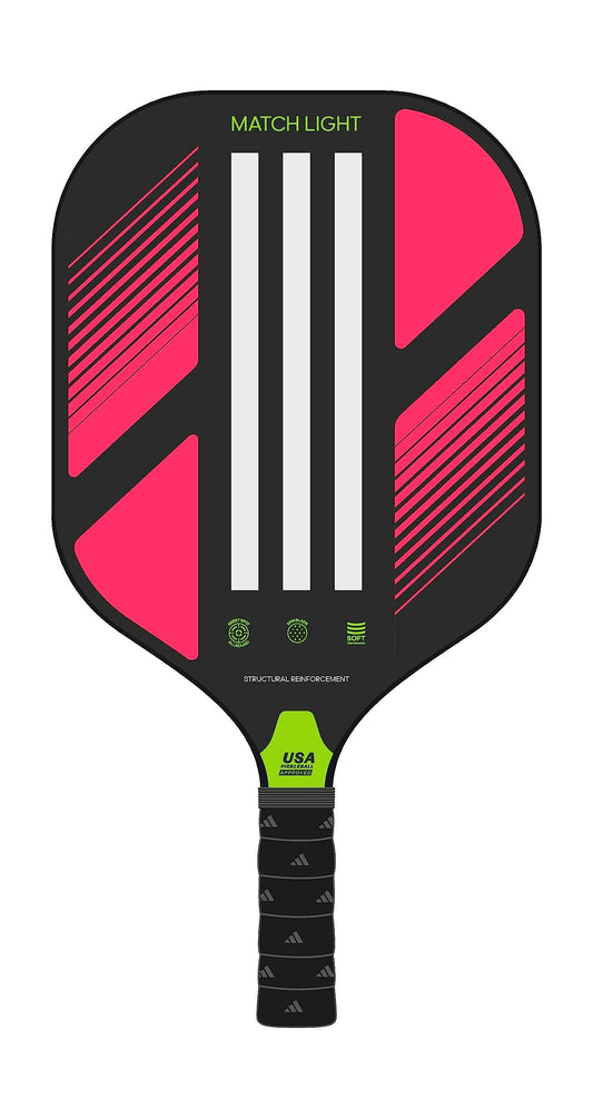 Adidas Match Pickleball Paddle - Fiberglass Surface - Polypropylene Honeycomb Core - Featuring Spinblade Grit - Designed for Beginners - USAPA Approved