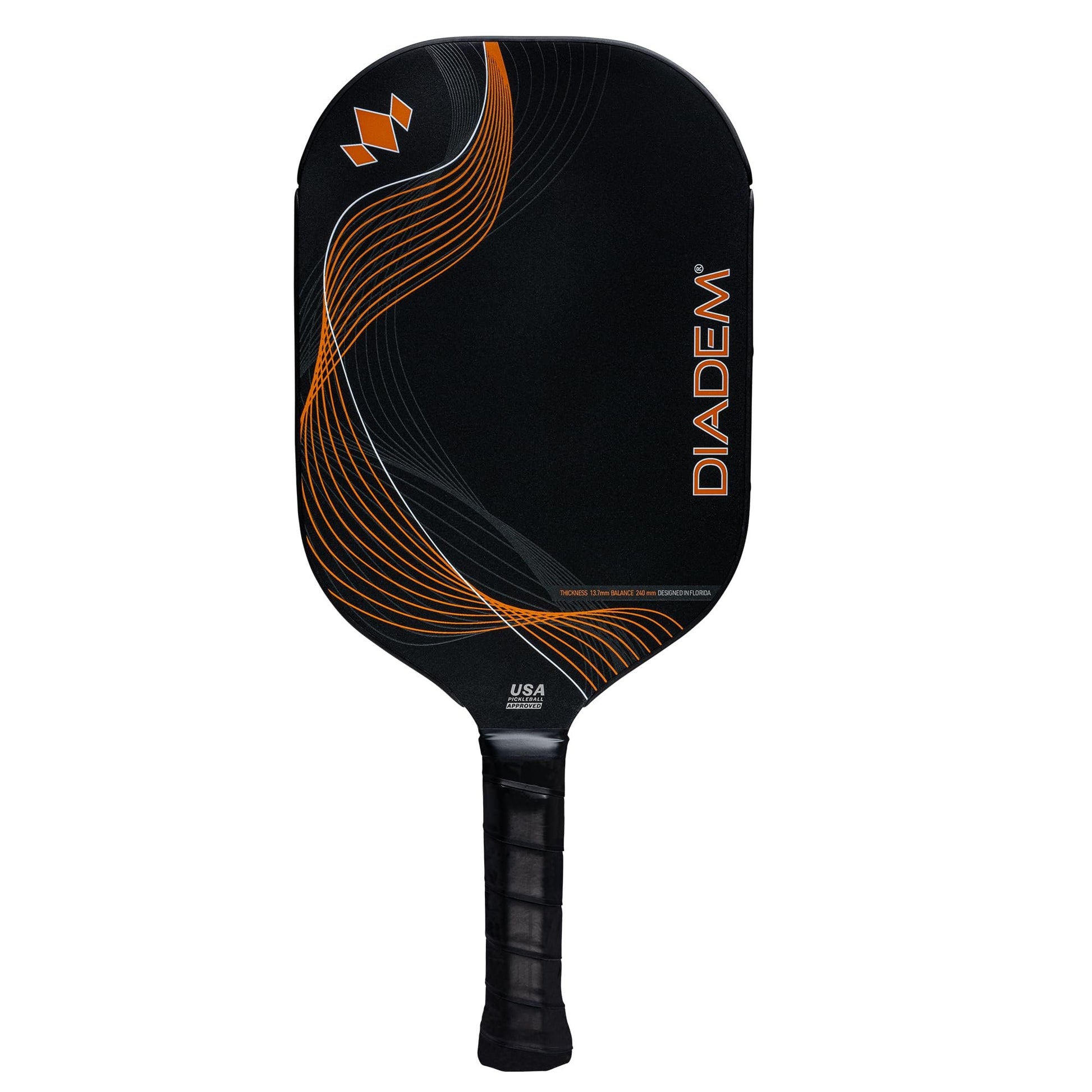 Diadem Icon Infinity Pro Pickleball Paddle | USAPA Approved | Dual Foam Core & Carbon Fiber | Maximum Power, Control, and Spin | High Performance with Replaceable Edge Guard (Inferno Orange)