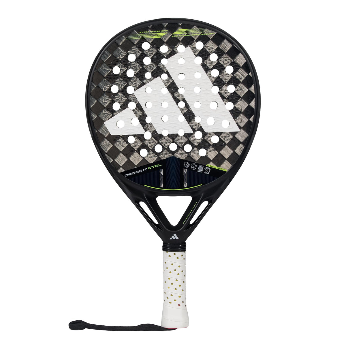 adidas Cross IT CTRL 3.4 Racket - Black Grey, Round Shape, EVA High Memory Foam, aluminized Carbon 15K