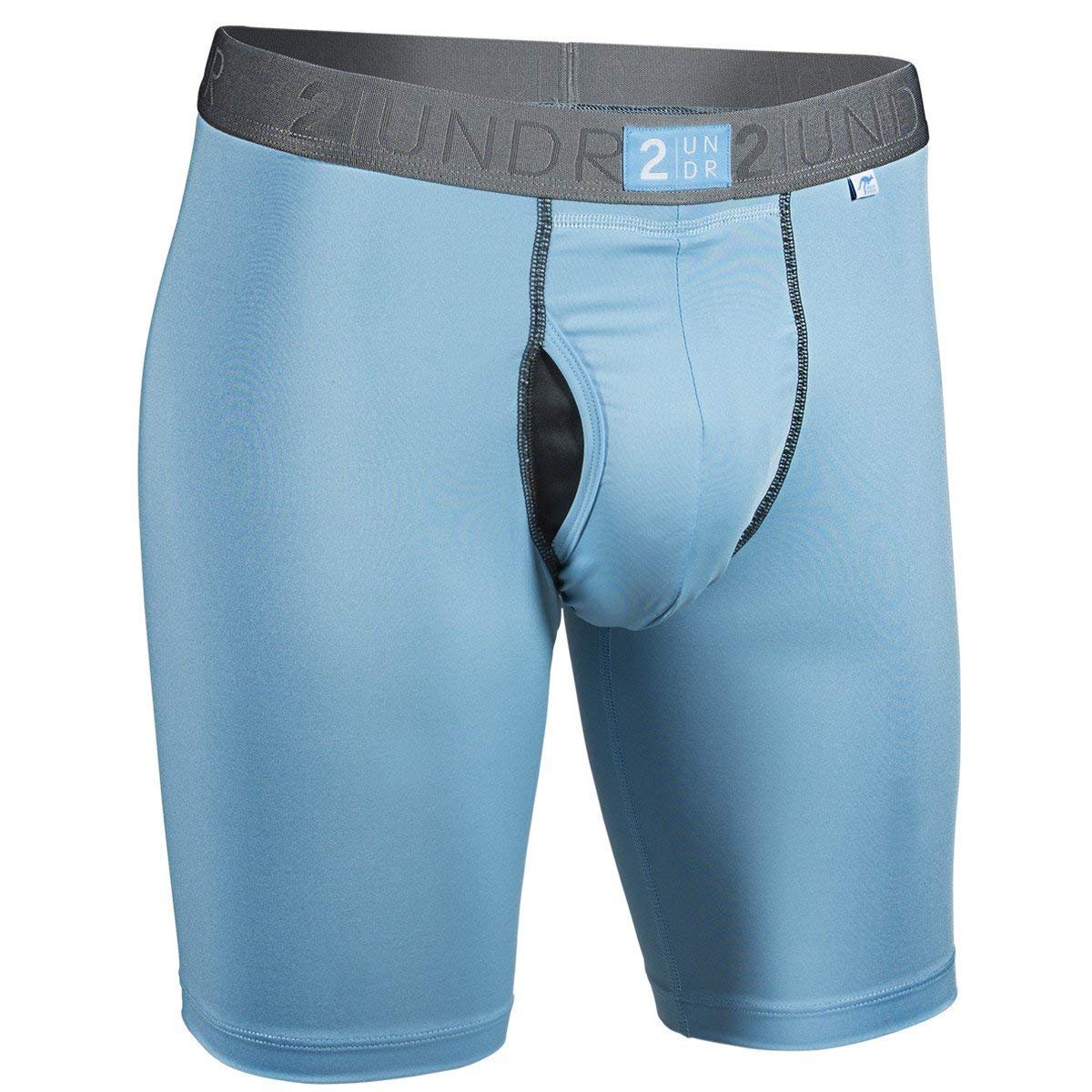 2UNDR Power Shift Long Leg Boxer Briefs Light Blue Small