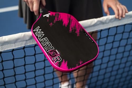 Diadem Warrior V2 Pickleball Paddle – Liquid Carbon Fiber Edgeless Design, Etched Face for Lasting Spin, 19MM Thick, 3 Layer Construction (Pink)