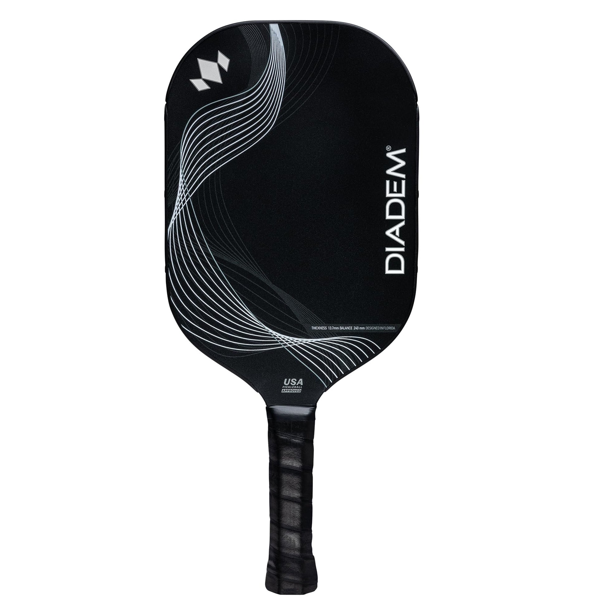 Diadem Icon Infinity Pro Pickleball Paddle | USAPA Approved | Dual Foam Core & Carbon Fiber | Maximum Power, Control, and Spin | High Performance with Replaceable Edge Guard (Ghost White)