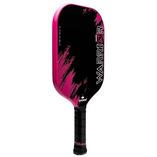 Diadem Warrior V2 Pickleball Paddle – Liquid Carbon Fiber Edgeless Design, Etched Face for Lasting Spin, 19MM Thick, 3 Layer Construction (Pink)